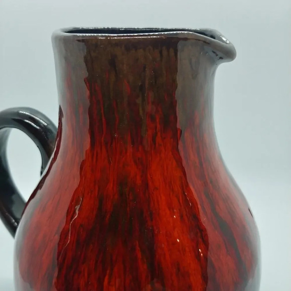 Red/Orange/Black Drip Glaze  Water/Juice Pitcher - Picture 4 of 8